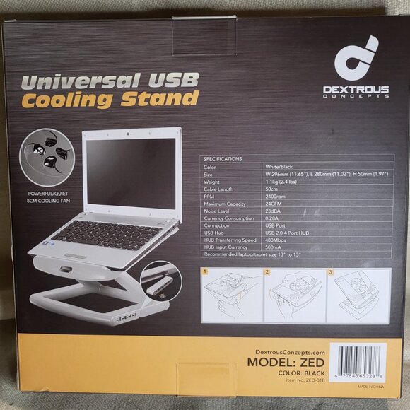 Universal USB Fan Cooling Electronics Stand - ZED - (BLACK) - Picture 2 of 5